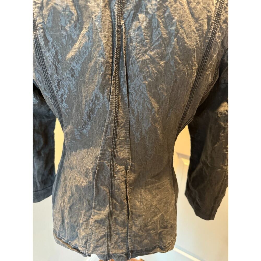 Issey Miyake Crinkled Cotton Blend Steel Gray Jacket SZ M Japan Vintage - Picture 4 of 6